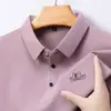 Camiseta de primavera y otoño sin costuras de manga larga, polo casual para hombre con cuello camisero, versátil para usar en capas, top para hombre de mediana edad