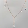 Design único com um toque de luxo, colar com pingente de franja de zircônia em formato de gota para mulheres, corrente simples e versátil para a clavícula, acessório de pescoço atacado