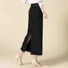 Falda midi negra simple de corte recto para mujer, nueva falda bodycon de cintura alta ajustada para primavera y otoño 2026 para ir al trabajo