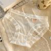 [7A antibacteriano] Ropa interior de encaje ultrafina, sexy, suave, cerosa y agradable para la piel, para mujer, cintura transpirable, entrepierna de algodón, calzoncillos para mujer