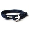 Nueva pulsera de moda náutica de ancla plateada tejida a mano de nailon multicapa para hombre y mujer joyería