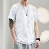 Camiseta Masculina de Verão Malha Ice Silk Manga Curta Camuflada Casual Solta Respirável Secagem Rápida Transfronteiriça
