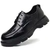 Zapatos de cuero casuales de negocios para hombre de capa superior, cuero genuino, elegantes, versátiles, ligeros, zapatos de un solo color, zapatos para hombre con cordones y suela gruesa