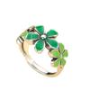 Anillo de flor fresca retro azul quemado para mujer, estilo étnico, estilo artístico, hojas, nicho para dedo índice Mori, anillo abierto