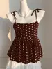 Top Corto Sexy Versátil para Mujer con Lunares Estilo Americano, Estilo Nuevo Transfronterizo, de Tirantes, sin Espalda, sin Mangas, Ceñido a la Cintura, Venta al por Mayor