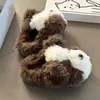 Lindas pantuflas peludas de dibujos animados 2026 otoño e invierno, de punta cerrada, antideslizantes, cálidas, adecuadas para usar en casa y al aire libre, zapatos de algodón perezosos, pantuflas de algodón