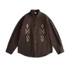 Nanxia Disfraz 2025 Otoño Nuevo Camisa de Algodón Bordada Cuello de Solapa Artístico Manga Larga Cardigan de un Solo Botón Holgado Versátil