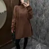 Suéter de forro polar Andy de cuello alto nuevo para otoño e invierno transfronterizo para mujer, de manga larga, corte holgado, talla grande, tejido grueso como capa base