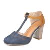 Primavera y verano 2018, nuevos zapatos de mujer con tacón grueso y cabeza redonda, venta al por mayor, zapatos de tacón alto con correa en el tobillo, zapatos de mujer de gran tamaño