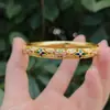 Nuevo Pulsera de Loto Dorado Floreciente Estilo Chinoiserie para Mujer Retro Filigrana Clásica Abierta Esmalte Jade Estilo Palacio