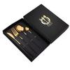 Amazon Portugal Aço Inoxidável Faca e Garfo Colher Western Food Set Creative Steak Faca e Garfo Sobremesa Colher Conjunto de Quatro Peças Caixa de Presente