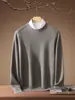 Lavable a máquina, calibre 18, hilo Yangzi de 120 hilos, suéter de punto 100% lana pura finamente hilada, cuello redondo de punto para hombre, talla grande