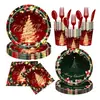Produto Novo de Natal Transfronteiriço Conjunto de Louça Descartável para Árvore de Natal Suprimentos para Festa Pratos de Papel Descartáveis para Festa
