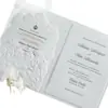 Lujosas Invitaciones de Boda Huecas con Relieve 3D, Tarjetas de Papel de Algodón Blanco, Set de Invitación de Boda Estilo Occidental Floral