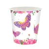 Venta Caliente Transfronteriza Fiesta de Té de Primavera Temática de Mariposas Decoración de Fiesta Temática de Mariposas Vaso de Papel Servilleta Plato de Papel