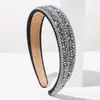 Faixa de Cabeça He Ming Fashionável Francesa Cor Sólida Strass Cristal Borda Larga Faixa de Cabeça Alto Padrão Luxo Leve Estilo Barroco Acessórios de Cabelo para Mulheres