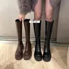 Botas de Caballero Gruesas con Tacón Grueso de Caña Media-Alta para Mujer Otoño/Invierno 2026 Con Felpa No Sobre la Rodilla Botas Largas Adelgazantes para Motocicleta