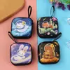 Porta-moedas de Natal criativo de lata, desenho animado, chave, moeda, bolsa com zíper, fone de ouvido, cabo de dados, caixa de armazenamento