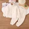 Pijamas de fleece coral para meninos para outono e inverno, conjuntos grossos de veludo para meninos e meninas, roupas de casa de flanela para crianças