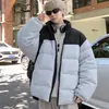 Jaqueta acolchoada de algodão estilo americano transfronteiriça para homens, nova coleção de inverno, design unissex, casaco de algodão liso, vestuário externo masculino