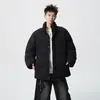 Chaqueta de invierno para hombre, nueva, moderna, holgada, con capucha, de plumón y algodón, engrosada y cálida, versátil abrigo acolchado