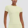 Nueva camiseta de color liso, ropa de yoga de secado rápido, top versátil de manga corta para fitness, cubierta para correr al aire libre y deportes, de manga corta para mujer