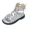 Sandalias Romanas de Princesa de Color Sólido para Niñas, Caña Media, Verano 2026, Nuevas, Casuales, Versátiles, Suela Suave, de Moda, para Playa