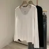 Camiseta de manga larga con cuello en V para mujer, estilo perezoso holgado, talla grande, cálida, de terciopelo de doble cara, para otoño e invierno, venta al por mayor transfronteriza
