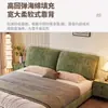Cama estilo oreja de elefante minimalista italiana, cama de tela chenille, cama grande moderna y simple para dormitorio principal con almacenamiento, cama doble de boda