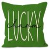 Calle. Funda de almohada navideña de San Patricio con estampado de gorro de lino y trébol de lunares polares, funda de cojín con borde cruzado