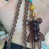 Pendente Urso Violento de Obsidiana Natural Obsidiana Dourada Obsidiana Prateada Acessórios DIY Corrente para Suéter Bolsa Pendurar Corrente para Celular