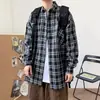 Camisa Xadrez Vermelha Masculina Manga Longa Bonita Moderna Estudantes do Ensino Médio Bonitos Casuais Adolescentes Primavera e Outono