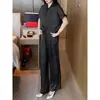 Verão com um conjunto de terno de moda elegante de temperamento de deusa, conjunto de duas peças com calça de perna larga casual da moda