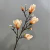 6 Brotes de Flores de Magnolia Artificiales Grandes con Tallos Largos, Flores de Magnolia Simuladas para Bodas, Flores de Algodón Artificiales Grandes, Flores de Magnolia Grandes