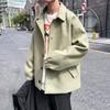 Y03 Outono/Inverno 2024 Lã Grossa Curta Bolso Canguru Cor Sólida Jaqueta Masculina de Lã