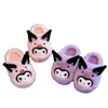 Chinelos de algodão infantis para outono e inverno, sapatos peludos caseiros internos de desenho animado para meninas, pantufas quentes de pelúcia para bebês meninos