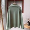 Camiseta de Manga Larga con Cuello Medio Fruncido para Mujer De Rong Little Cat Diary, Camiseta Base de Color Sólido, Top Interior para Mujer, Estilo Corto de Invierno