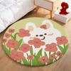 Alfombra redonda para dormitorio, manta de noche, antideslizante, con dibujos animados, moderna, borrable, lavable, gruesa, para mesa de centro