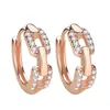 Pendientes Creativos Cuadrados de Doble Aro con Incrustaciones de Diamantes, Nuevos Pendientes de Anillo Doble Cuadrado de Estilo Personalidad de Moda