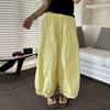 Cintura Elástica Moda Dulce Pantalones Linterna Pantalones Piña Mujer Verano 2025 Nuevos Holgados Delgados Petite Acortados Pantalones Modernos