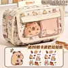 Estojo Capivara Grande Capacidade Transparente Bolsa de Dor para Meninas Bolsa de Papelaria Nicho Não Colidente Bolsa de Lápis de Luxo Leve
