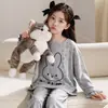 Pijamas Nuevos para Niñas 2026 para Primavera y Otoño, Algodón Puro, Manga Larga, Estilo Delgado, Elegante Conjunto de Ropa de Casa de Otoño para Niños y Niñas