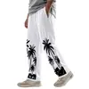 Pantalones Casuales de Lino Rectos para Hombre de Cuatro Estaciones Transfronterizos para Hombre Pantalones de Pierna Ancha con Estampado Hawaiano Amazon para Hombre