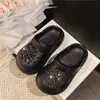Pantuflas Brillantes con Pedrería de Fuegos Artificiales de Suela Gruesa para Aumentar la Altura para Mujer Zapatos de Playa Antideslizantes de Suela Suave Eva Zuecos de Gama Alta de Nicho