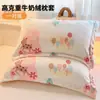Funda de Almohada de Terciopelo de Leche Engrosada 48X74cm Paquete Doble Invierno para Niños y Adultos Funda Interior para Almohada Individual del Hogar