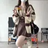 Jaqueta Cardigan Suave Vintage para Mulheres Primavera e Outono 2024 Estilo Japonês Preguiçoso Malha Solta Top Bordado Tendência