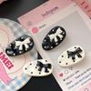 Ins Chica Corazón Blanco y Negro Lazo Oval Pinza Pico de Pato Horquilla Punto Polar Dulce Lindo Clip para Flequillo Accesorios para el Cabello Lateral