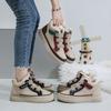 [Procesamiento y Personalización] Botas de Mujer Q76 de Cuero Nobuck Nuevo y Terciopelo, Zapatos de Algodón Versátiles de Estilo Coreano a la Moda para Estudiantes para Nieve