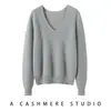 Nuevo suéter de cachemir 100% puro para otoño e invierno, elegante y cálido, color liso, manga larga, holgado, suave, cómodo y adecuado para mujeres
