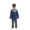 Chaqueta de mezclilla para niños coreanos otoño e invierno moda ventilador cremallera manga larga con capucha mezclilla dos piezas falsas chaqueta de mezclilla